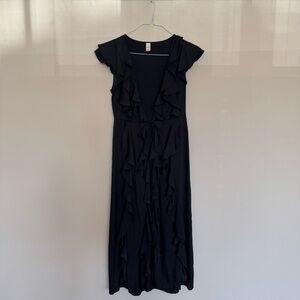 Victoria's Secret Black Ruffle Duster Cardigan